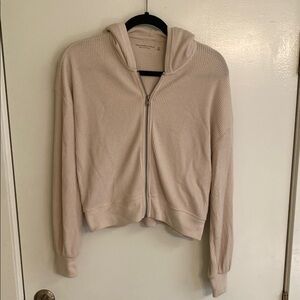 Abercrombie Beige Ribbed Zip-Up Hoodie